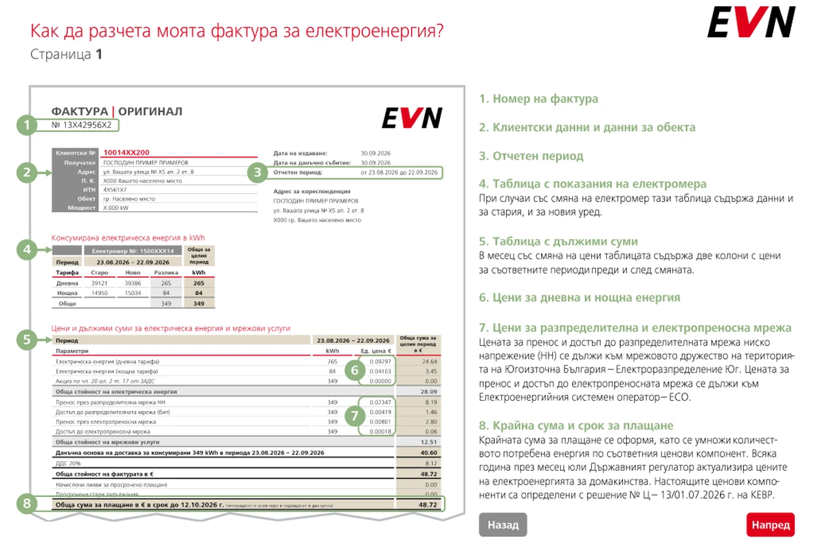 Важна промяна за всички абонати на EVN: Въвеждат обновен документ за месечните сметки за ток